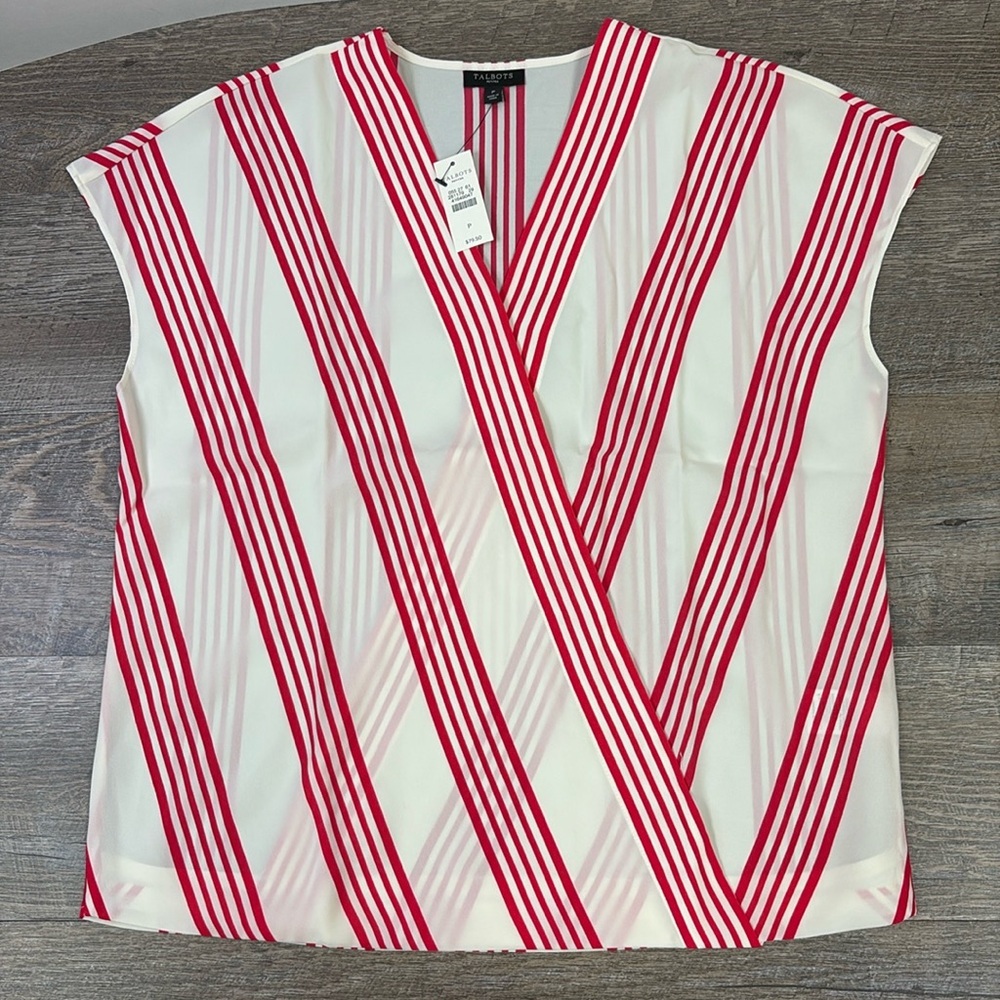 NWT Talbots Cap Sleeve Surplice Blouse